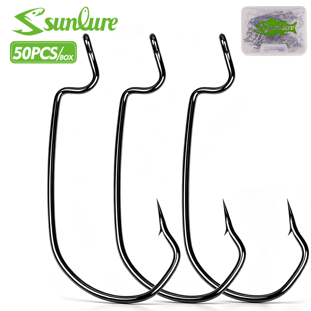 Fishing Hook Offset - 선루어 50개/박스 와이드 갭 오프셋 웜