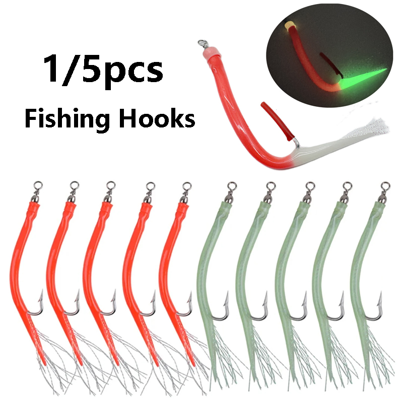 1/5개입 코드피쉬 낚시 장어 튜브 지그 미끼 샹크 오 - Fishing Hook Jig 리뷰 및 가격