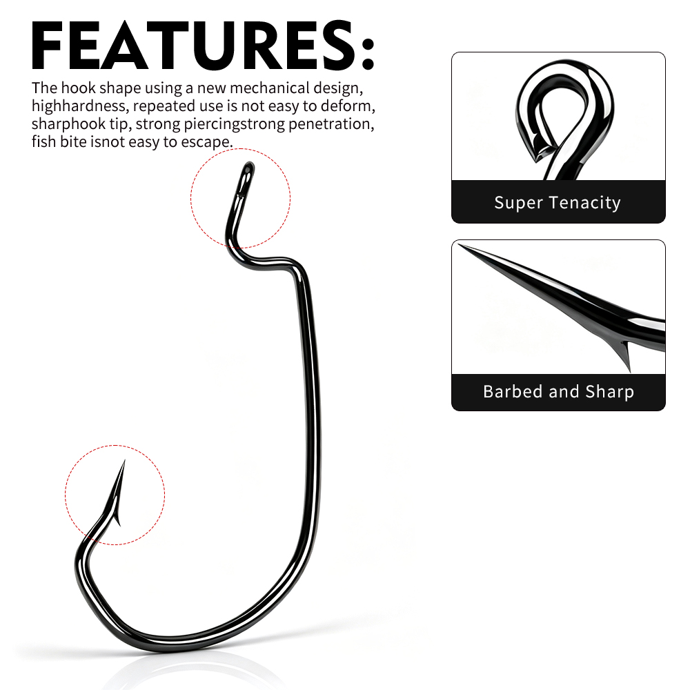 선루어 50개/박스 와이드 갭 오프셋 웜 훅 고탄소강  - Fishing Hook Offset 리뷰 및 가격