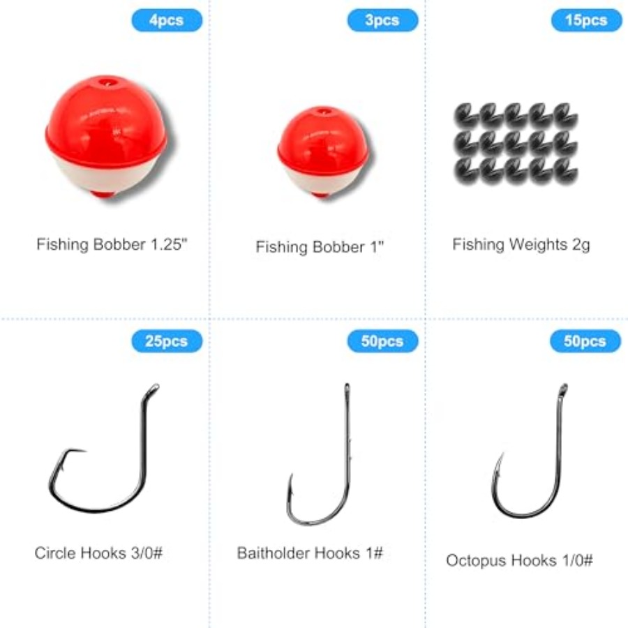 147개 낚시 도구 세트, 낚시 바늘, 낚시용 찌, 문 - Fishing Hook Circle 리뷰 및 가격