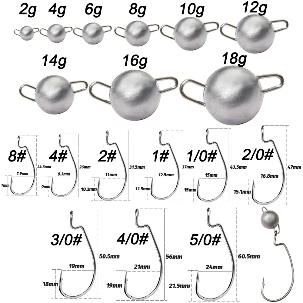 5개 금속 지그 헤드 웜 훅 2g 4g 10g 14g  - Fishing Hook Offset 리뷰 및 가격